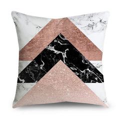 Rose Gold Polyester Pillow Cover with Black Gold Design